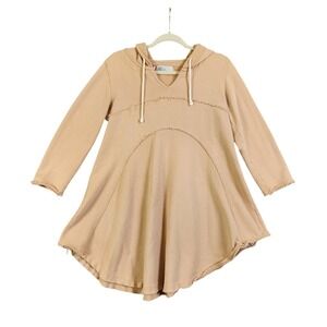 Free People Beach Womens Hooded Tunic Sweater Size XS/S Raw Edge French Terry